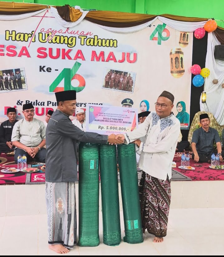 H Aspan ST Hadiri Tasyakuran HUT Ke-46 Desa Suka Maju Rimbo Ulu