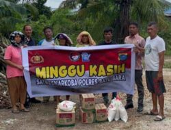 Sat Resnarkoba Polres Batu Bara Sentuh Hati Masyarakat, Gelar Minggu Kasih Sambil Bagi Sembako
