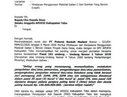 Tingkat PAD, ‎APDESI Tebo Imbau Gunakan Material Galian C Legal