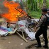 Polrestabes Medan Gerebek dan Bakar Barak Narkoba di Deli Serdang